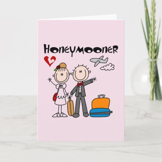 Strichmännchen Honeymooner T - Shirt und Geschenke Karte (Vorderseite)