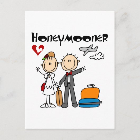 Strichmännchen Honeymooner T - Shirt und Geschenke Postkarte (Vorderseite)
