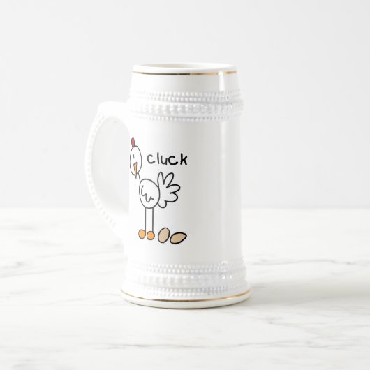 Strichmännchen-Huhn-T - Shirts und Geschenke Bierglas (Vorderseite Links)