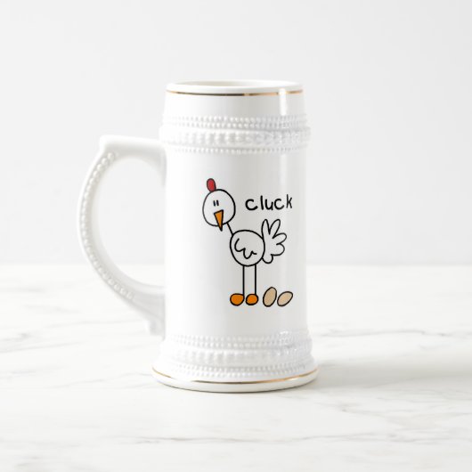 Strichmännchen-Huhn-T - Shirts und Geschenke Bierglas (Links)