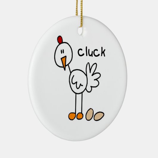 Strichmännchen-Huhn-T - Shirts und Geschenke Keramikornament (Rechts)