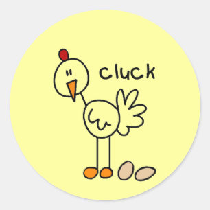 Strichmännchen-Huhn-T-Shirts und Geschenke Runder Aufkleber