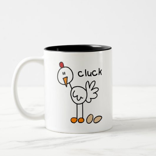 Strichmännchen-Huhn Zweifarbige Tasse (Links)
