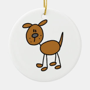 Strichmännchen Hunde T - Shirt und Geschenke Keramik Ornament
