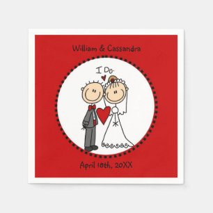 Strichmännchen I Do Wedding Paper Napkins Serviette