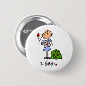 Strichmännchen I Garten T - Shirt und Geschenke Button (Vorne & Hinten)