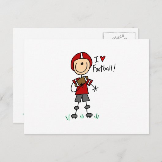 Strichmännchen I Liebe Fußball T - Shirt und Gesch Postkarte (Vorne/Hinten)