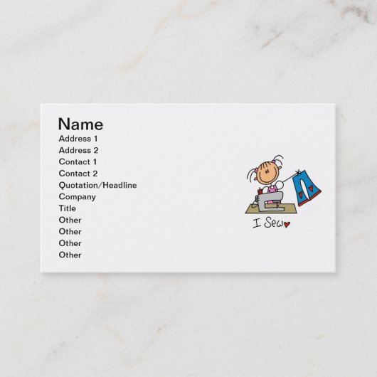 Strichmännchen I nähen Geschäfts-Karten Visitenkarte (Vorderseite)