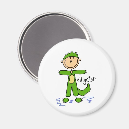 Strichmännchen im Alligator-Anzug-Magnet Magnet (Vorderseite/Rückseite)