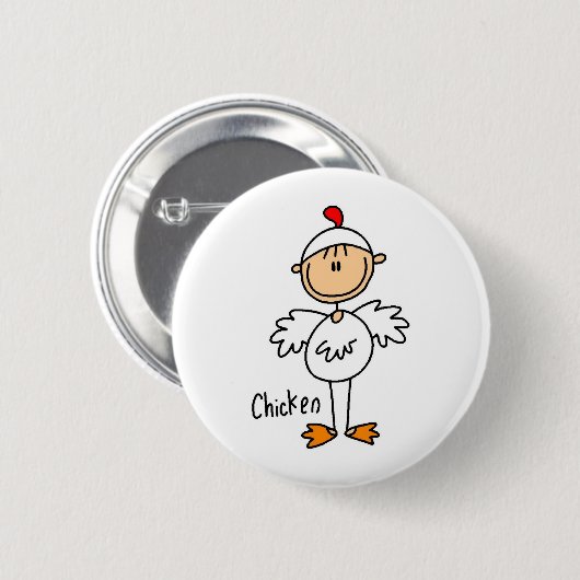 Strichmännchen im Huhn-Anzugs-Knopf Button (Vorne & Hinten)