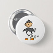 Strichmännchen im Penguin-Anzugs-Knopf Button (Vorne & Hinten)