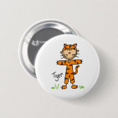 Strichmännchen im Tiger-Anzugs-Knopf Button (Vorne & Hinten)