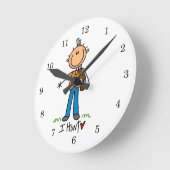 Strichmännchen Jäger Runde Wanduhr (Winkel)
