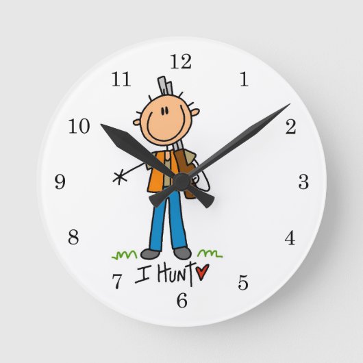 Strichmännchen Jäger Runde Wanduhr (Vorderseite)