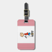 Strichmännchen-Junge auf Roller Gepäckanhänger (Vorderseite vertikal)