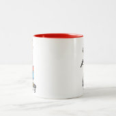 Strichmännchen-Junge auf Roller Zweifarbige Tasse (Mittel)