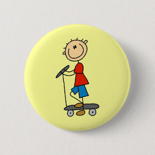 Strichmännchen-Junge auf Scooter Button