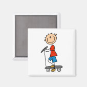 Strichmännchen-Junge auf Scooter Magnet (Vorderseite/Rückseite)