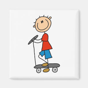 Strichmännchen-Junge auf Scooter Magnet
