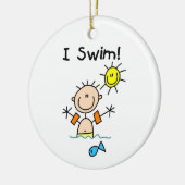 Strichmännchen-Junge, den ich schwimme Keramikornament (Links)