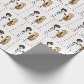 Strichmännchen-Junge, der sein Herz verschenkt Geschenkpapier (Ecke)