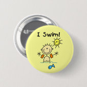 Strichmännchen-Junge ich schwimme Button (Vorne & Hinten)