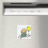 Strichmännchen-Junge mit Geburtstagskuchen-Geschen Magnet (In Situ (Geschirrspüler))