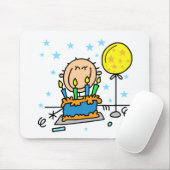 Strichmännchen-Junge mit Geburtstagskuchen-Geschen Mousepad (Mit Mouse)