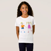 Strichmännchen-Junge u. Mädchen T-Shirt (Vorne ganz)