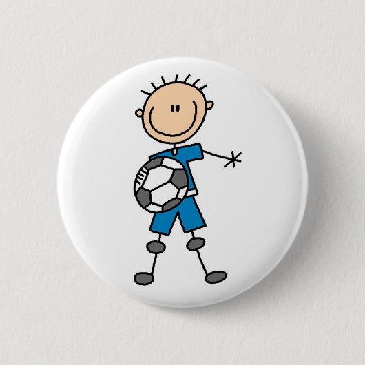 Strichmännchen-Jungen-Fußball-Knopf Button (Vorderseite)