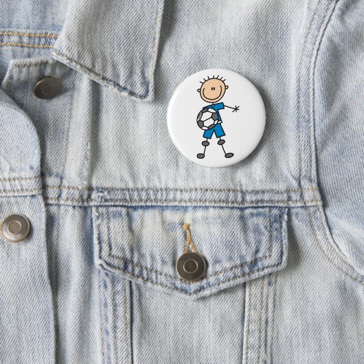 Strichmännchen-Jungen-Fußball-Knopf Button (Beispiel)