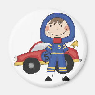 Strichmännchen-Jungen-Rennen-Auto-Fahrer-T-Shirts Magnet