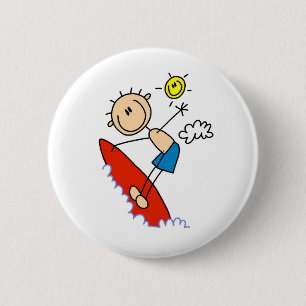 Strichmännchen-Jungen-surfende Knöpfe Button