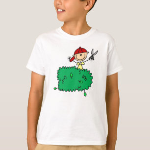 Strichmännchen-Jungen-Zutat-Sträuche T-Shirt