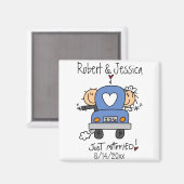 Strichmännchen Just Married Magnet (Vorderseite/Rückseite)