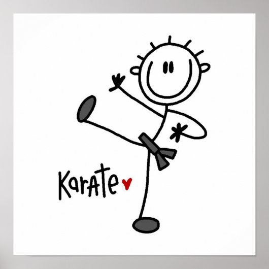 Strichmännchen Karate T - Shirt und Geschenke Poster (Vorne)
