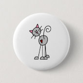 Strichmännchen-Katzen-Knopf Button (Vorderseite)