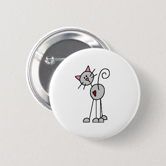 Strichmännchen-Katzen-Knopf Button (Vorne & Hinten)