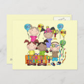 Strichmännchen Kids 100 Tage schlauer Postkarte (Vorne/Hinten)