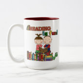 Strichmännchen Kids Reading ist Spaß Zweifarbige Tasse (Links)