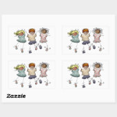 Strichmännchen Kids Rechteckiger Aufkleber (Blatt)