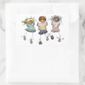 Strichmännchen Kids Rechteckiger Aufkleber (Tasche)