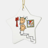 Strichmännchen Kinder Gewartet für Santa Ornament (Links)
