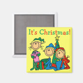 Strichmännchen Kinder Weihnachtsgeschenke und Gesc Magnet (Vorderseite/Rückseite)
