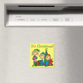 Strichmännchen Kinder Weihnachtsgeschenke und Gesc Magnet (In Situ (Geschirrspüler))