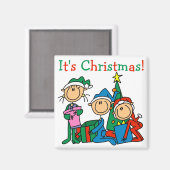 Strichmännchen Kinder Weihnachtsgeschenke und Gesc Magnet (Vorderseite/Rückseite)