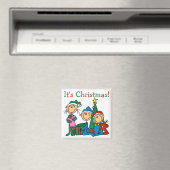 Strichmännchen Kinder Weihnachtsgeschenke und Gesc Magnet (In Situ (Geschirrspüler))