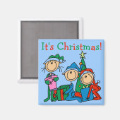 Strichmännchen Kinder Weihnachtsgeschenke und Gesc Magnet (Vorderseite/Rückseite)
