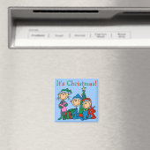 Strichmännchen Kinder Weihnachtsgeschenke und Gesc Magnet (In Situ (Geschirrspüler))