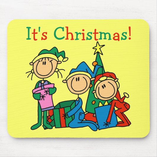 Strichmännchen Kinder Weihnachtsgeschenke und Gesc Mousepad (Vorne)